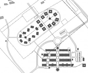 Map of ospital campus, including staff accommodation